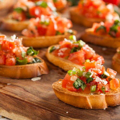 Tomato bruschetta on a crostini